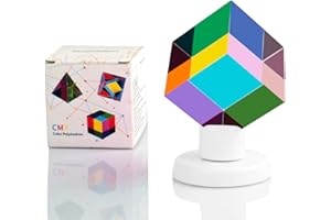 ZhuoChiMall CMY Color Cube with Rotating Stand，2.0 inch (50 mm) Acrylic Prism CmyCube with Base, Office Desk Decoration Toys, Science and Education Gift for Kids，Silent Fidget Toys for Adult…