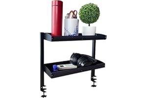UISKOOPW Clamp on Desk Shelf for Desk Extension, Desk Extender Side Table with Desk Clamp Shelf, Desktop Shelving or Under Desk Shelves for Gaming Desk Organization (Black)