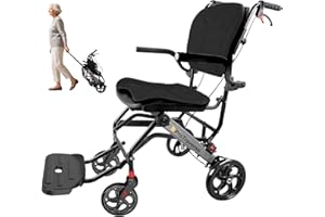 ProTraverse Wheelchairs for Adults,Transport Wheelchair Lightweight Foldable with Removable Cushion,Transport Chair,Ergonimic Travel Wheelchair with Telescopic Handle,Black