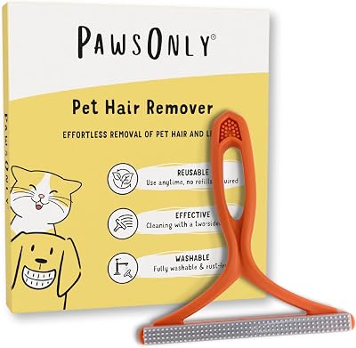 PawsOnly Pet Hair Remover Double-Sided Plastic Brush Orange