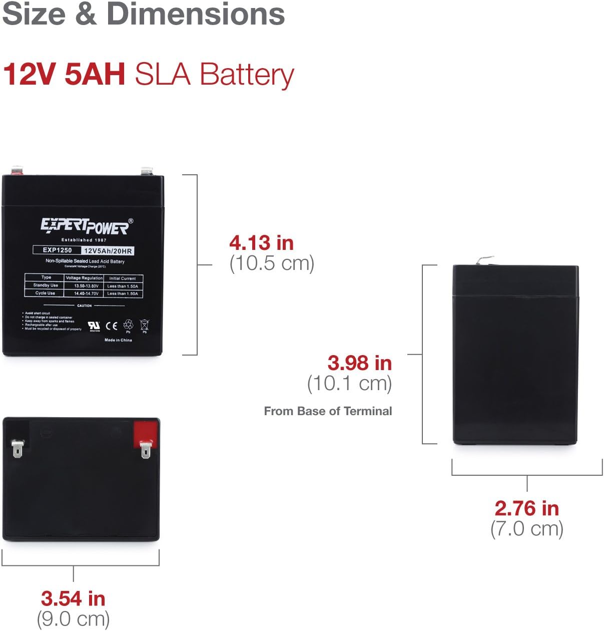 EXP1250 12V 5Ah Home Alarm Battery with F1 Terminals // Chamberlain / LiftMaster / Craftsman 4228 Replacement Battery for Battery Backup Equipped Garage Door Openers: Automotive