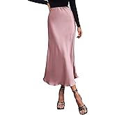 BTFBM 2026 Womens Spring Summer Long Satin Skirt Silk Elegant High Waist Cocktail Party Wedding Flowy A-Line Midi Skirts