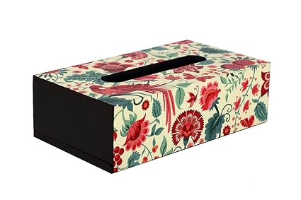Reinvention Factory Tissue Box made of MDF Wood with Palampore Design