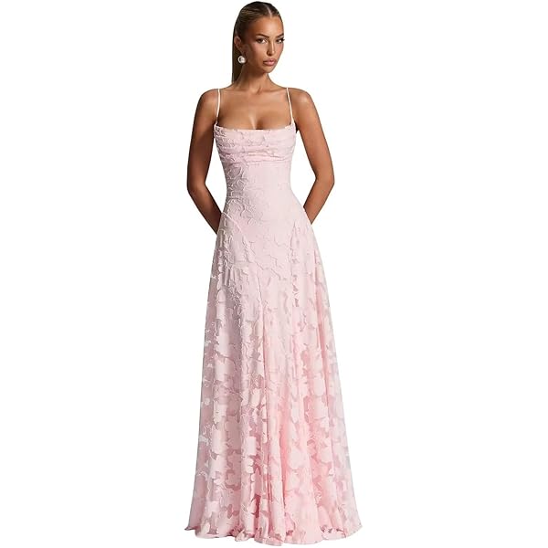 Amazon.com: Women Spaghetti Strap Flowy Maxi Dress Smocked Drop Waist Aline  Dress Long Ruffle Cocktail Sundress (Blue, S) : Clothing, Shoes & Jewelry
