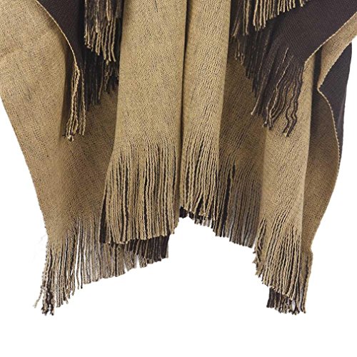 Salute Women Winter Knitted Cashmere Poncho Capes Shawl Cardigans Sweater Coat (Coffee)