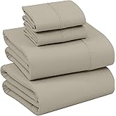 RUVANTI 100% Cotton Sheets – Queen Size Percale Bedding, Cooling & Breathable, Durable with a Crisp, Soft & Comfortable Feel, 16" Deep Pocket, 4-Piece Set, Taupe
