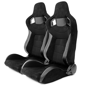 2x Autosportsitz Sportsitz Racingseat schwarz Kunstleder - Alcantara