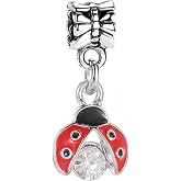 LaBenie Dangle Ladybug with Clear Crystal Charm Bead