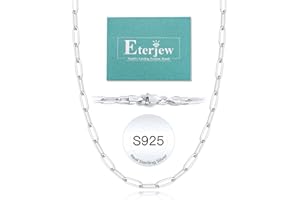 Eterjew 3mm 4mm 5mm 14K Plated Gold and 925 Sterling Silver Paperclip Chain Necklace for Women, Women's Paperclip Chain Necklace, World's Top Craftsmanship Necklace for Women 16 18 20 22 24 26 Inches