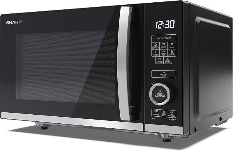 Sharp YC-QS204AU-B Compact 20L 800W Digital Flatbed Microwave Black