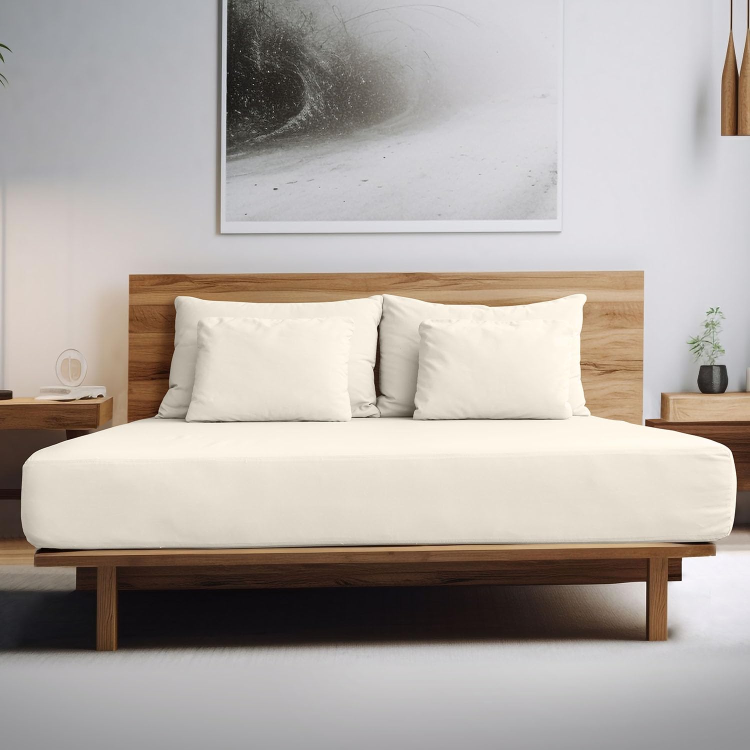 GC GAVENO CAVAILIA Fitted Sheets Super King Size- 100% Egyptian Cotton Bed Sheets- 200 Thread Count Anti Allergy Bedding- Cream