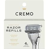 Cremo 5 Blade Razors for Men Refills, 4 ct | Diamond-coated razor blades refills, Hydrating gel pools, Pull-back precision trimmer, Helps with shave irritation