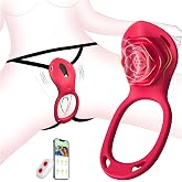 Couples Rose App Remote Control Wearable Vibrator, Couple Women Adult Sex Toys Games for Men, Hands Free Panty Clitoris Vibrator Vibrating Cock Ring, ZOOPLOU BDSM Female Sex Toy