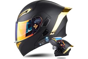AAREG Bluetooth Modular Motorcycle Helmet with Tail DOT Approved Flip Up Front Helmets Dual Anti-Fog Visors Full Face Helmet Built-in Mp3 Integrated for Adults Men Women 55-64CM