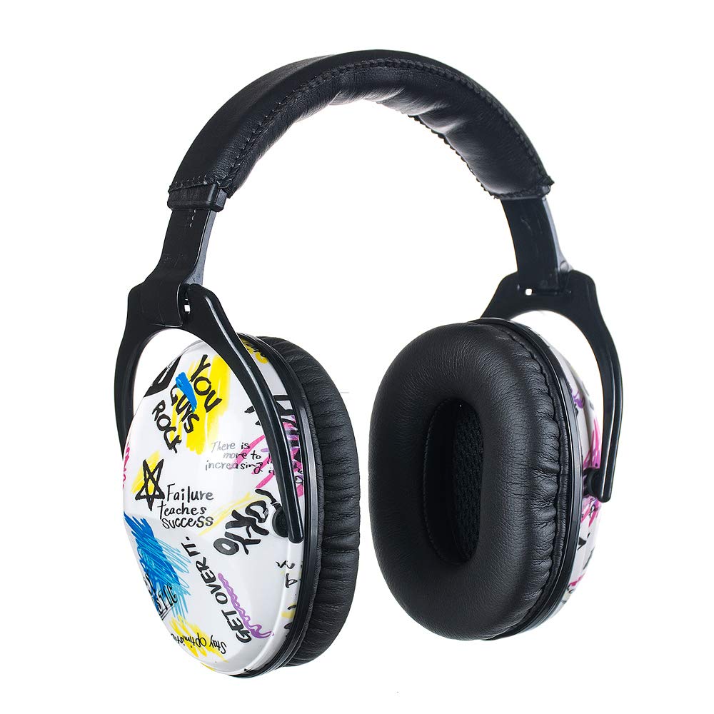 PROTEAR Kids SNR 28dB Noise Reduction Ear Protection Safety Ear Muffs, Adjustable Ear Defender for Kids, Children Hearing Protection Firework, Homework (Graffiti)