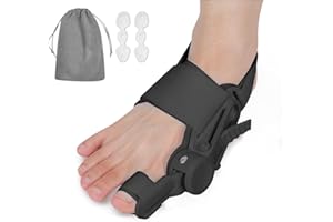ETOURER Bunion Corrector for Women and Men Big Toe,Upgraded Press-Button Bunions Correction,Toe Straightener with Bunion Relief,Suitable for Left and Right Feet,Large,Black 1Pack
