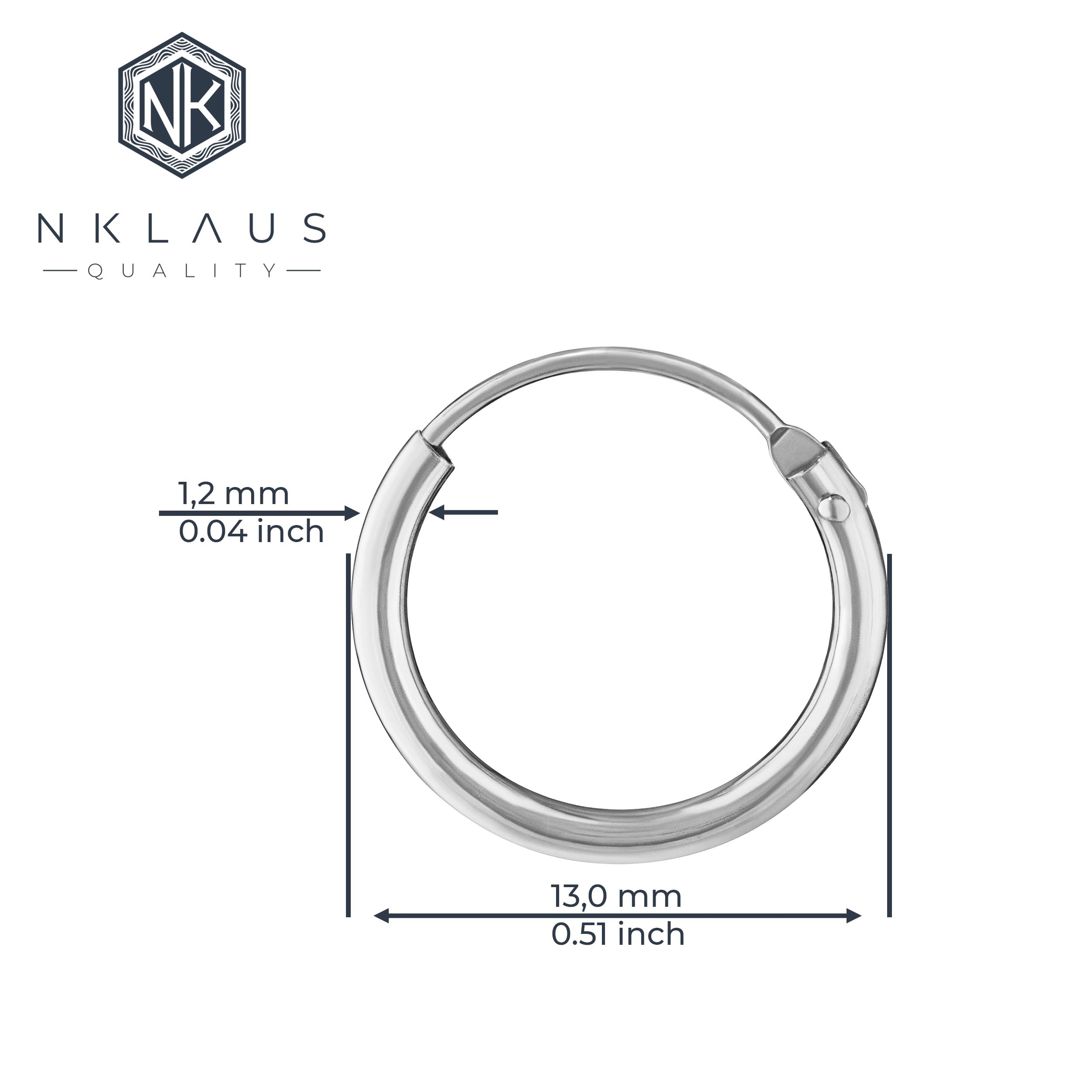 NKlaus single gold alloy gold white gold Creole earring ear jewellery round gold earring 13mm 2572