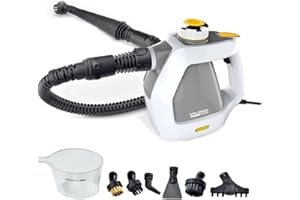Valemo VH-ST10 Pressurized Handheld Steam Cleaner, Portable Steamer with 12 pcs Accessories for Multi-purpose Cleaning and Sanitizing, Steamer for Carpets, Furniture, Car Detailing and More