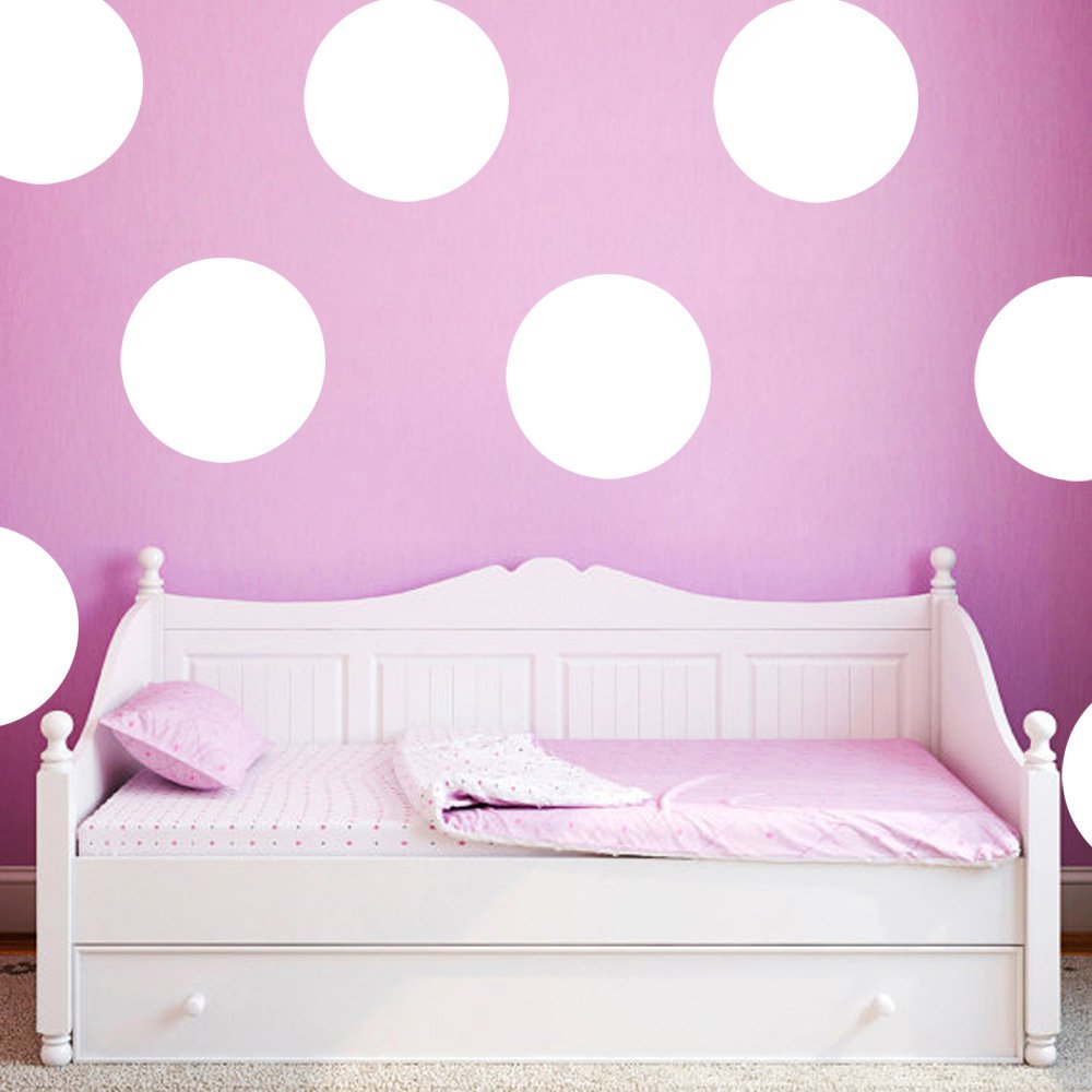 Bata Vinyl Polka Dot Wall decal Art Wall stickers Peel & Stick 4cm 52dots White