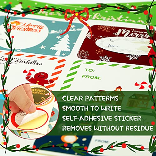 Koogel 448pcs Christmas Present Labels, 52 Sheets Self Adhesive Christmas Gift Tags Present Tags Sticker for Bookmarks Scrapbooks Gift Paper Wrappers Christmas Gift