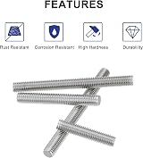 sourcing map M10 x 400mm 304 Stainless Steel Fully Threaded Rod Bar Studs 3 Pcs view 3