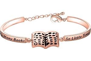 FEELMEM Book Lover Gifts So Many Books So Little Time Book Charm Bracelet Reading Lover Jewelry Bookworm Gift Librarian Gift