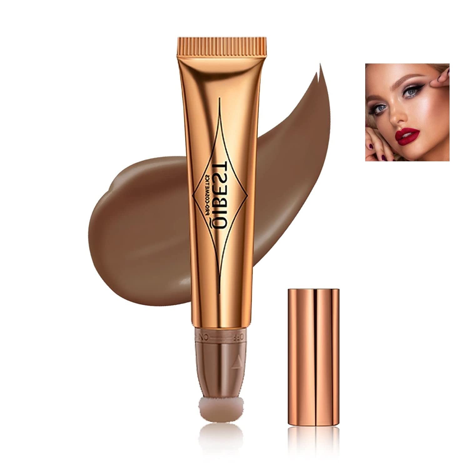 Contour Beauty Wand, Liquid Face Concealer Contouring with Cushion Applicator, High Coverage Natural Matte Finish Highlighter Bronzer Stick Super Silky Cream Face Blush Illuminator Makeup Stick (01#)