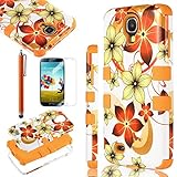 Galaxy S4 Case, S4 Case - ULAK 3 in 1 Hybrid High Impact Case for Samsung Galaxy S4 i9500 With Soft TPU and Hard PC (Flower- Orange)