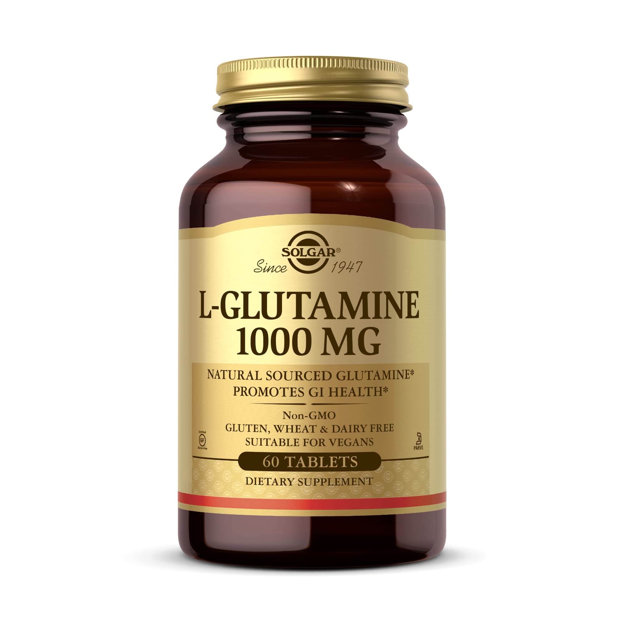 Solgar L-Glutamine 1000 mg Tablets - Pack of 60 - Supports Muscle Function - for Active Lifestyles - Great Addition to Whey Powder - Vegan