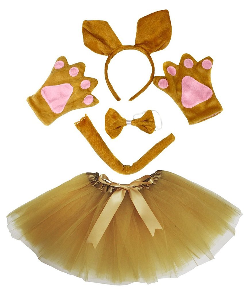 Petitebelle Headband Bowtie Tail Gloves Tutu 5pc Girl Costume 1-10y (Kangaroo, 1-5 Years) — image 1