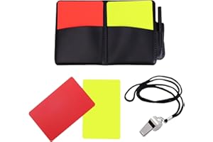 Xugoox Referee Cards Set, 2pcs Soccer Referee Red and Yellow Penalty Cards with Card Holder Whistle Pencil for Football Socce