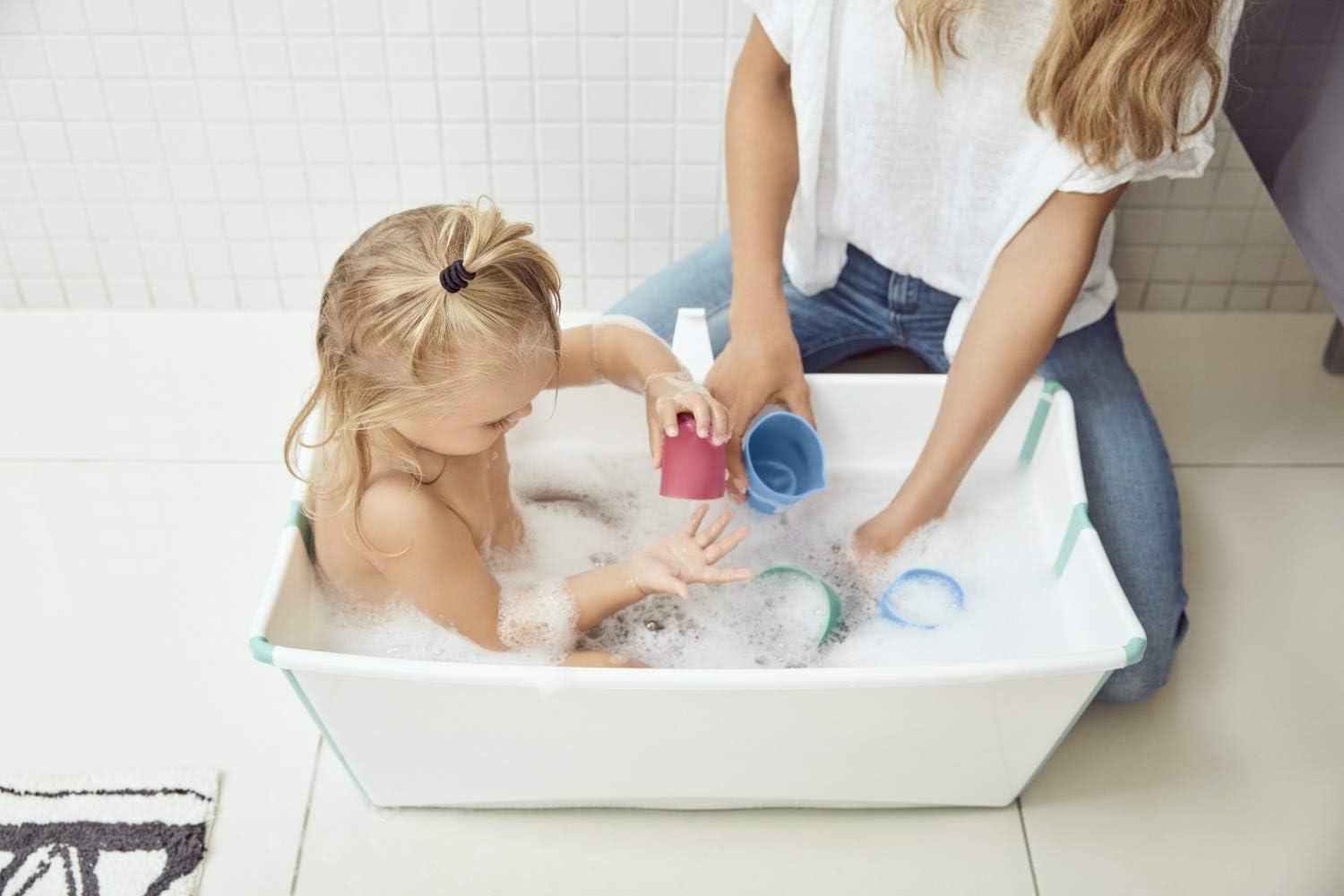 Stokke Baignoire Pliable Flexi Bath Avec Support Pour Nouveau Ne Blanc Aqua Amazon Fr Bebes Puericulture