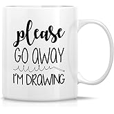 Retreez Funny Mug - Please Go Away I'm Drawing Artist 11 Oz Ceramic Coffee Mugs - Funny, Sarcasm, Inspirational, Motivational birthday gifts for friends, coworkers, siblings, sister, brother, mom dad