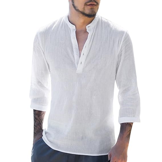 camisa sin cuello hombre
