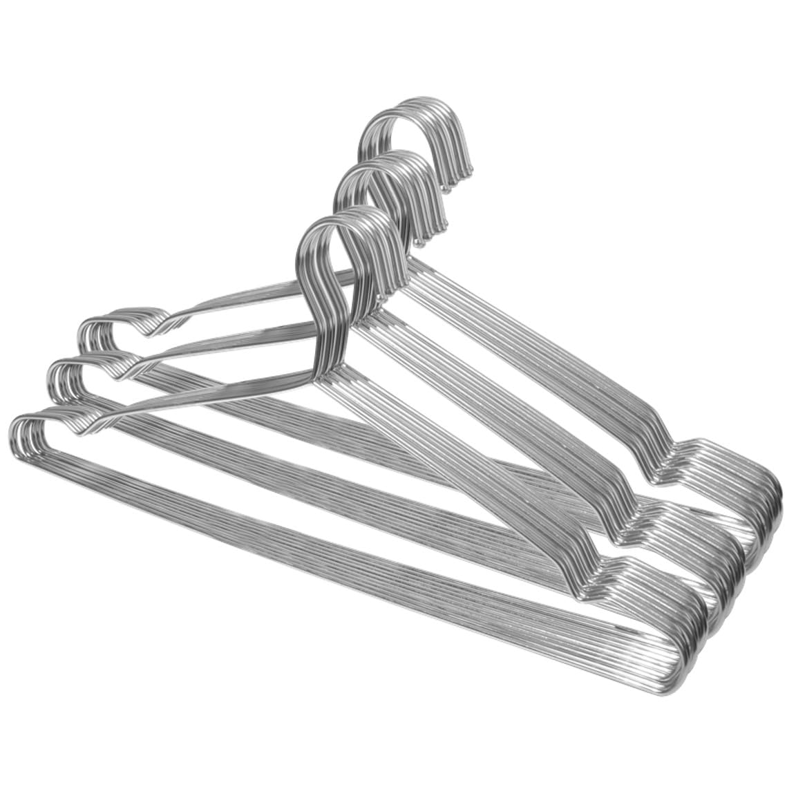 Photo 1 of Extra Wide Wire Hangers for Plus Size Clothes, 19 Inch Stainless Steel Plus Size Hangers Ideal for XL, XXL Shirts, Coats, Dresses, Etc. Silver. 30pk.