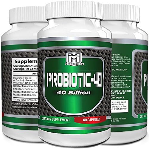 Natural Probiotics: Deep Immune System Support - By MEGATHOM Natural supplement with 3D BI-Pass Technology | 60 capsules, 40 billion organisms laboratory tested USA