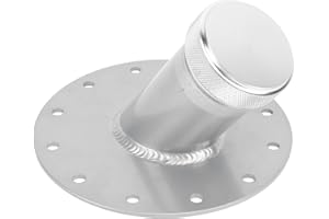 45 Degree Fuel Cell Filler Neck with 12 Bolt Steel Base Aluminum Cap 1.5in Inner Diameter (Silver)