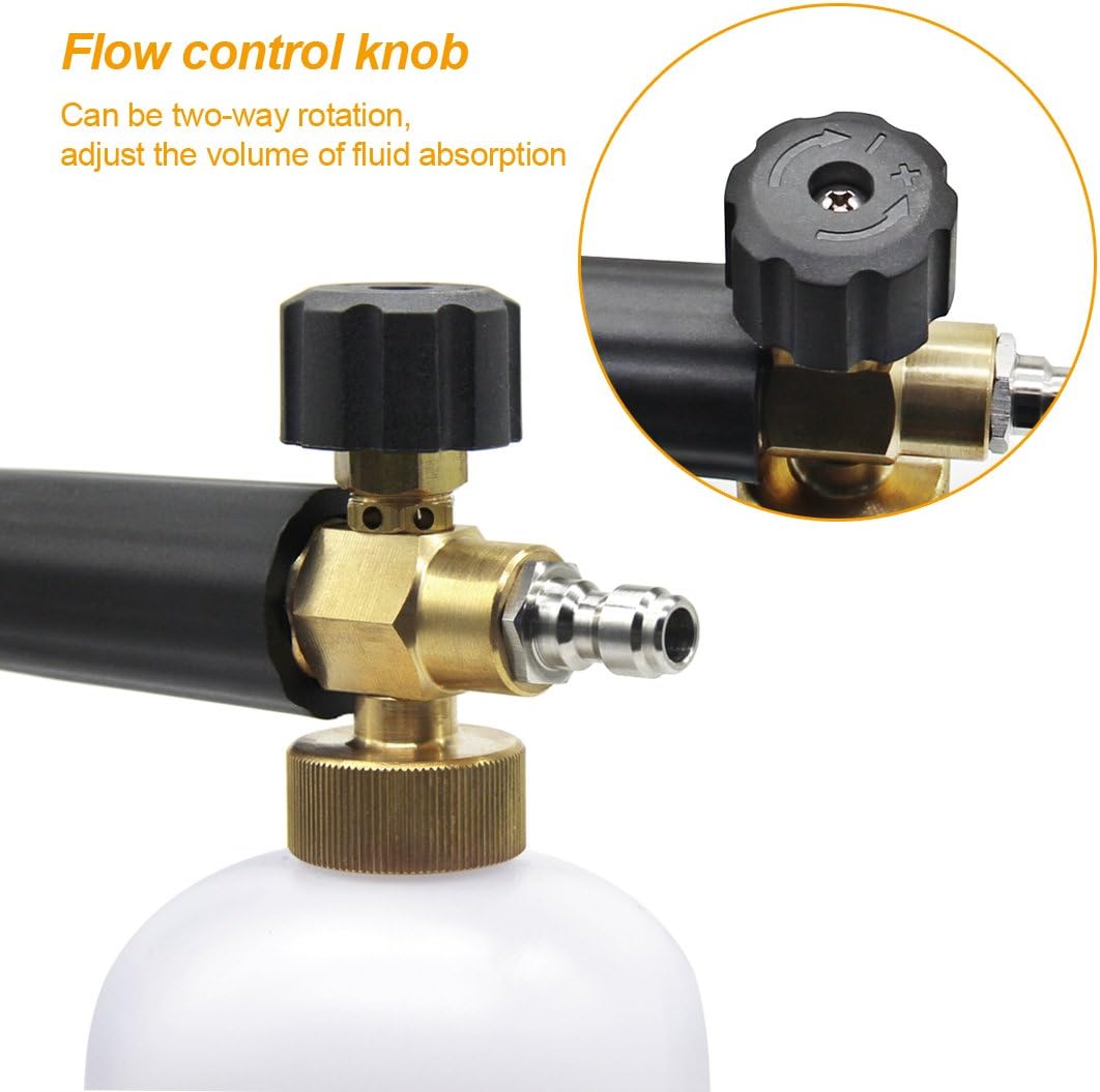 Blisstime Snow Foam Lance Car Wash Pressure Washer Jet Wash 1/4" Quick Release Adjustable Foam Cannon: Garden & Outdoor