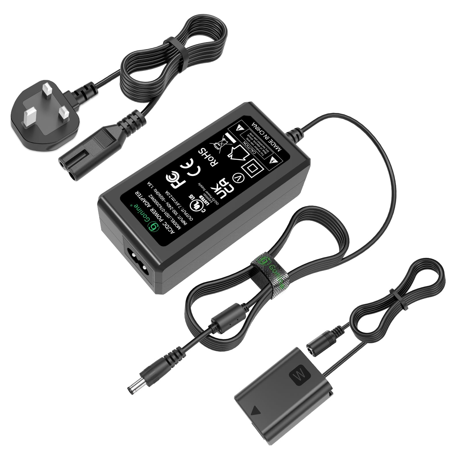 Gonine AC-PW20 AC Power Adapter NP-FW50 Dummy Battery Kit for Sony Alpha ZV-E10 A7 A7R A7S A7II A7RII A7SII A6500 A6400 A6300 A6100 A6000 A5100 A5000 RX10 II III IV NEX-3 5 7 Camera
