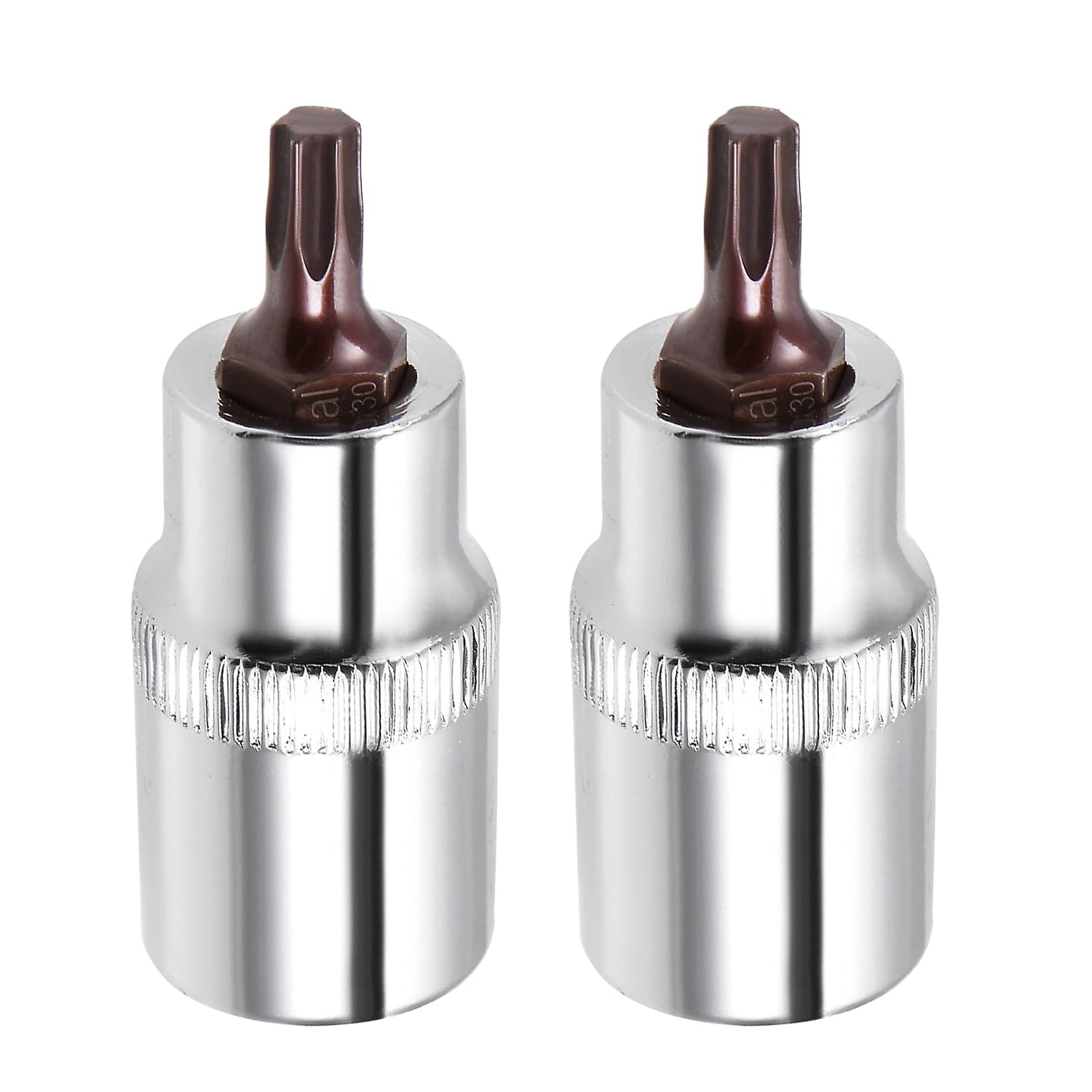 Juttzzei 2PCS Torx Bit Socket, 1/2" Drive T30, Premium S2 Alloy Steel Allen Key Socket, 60mm Length for Ratchet Wrench, Slide Bar, Extension Rod