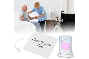 KANEYVOK Chair Alarm Pad for Elderly Dementia Patients – Fall Prevention Sensor with Pressure Motion Detection, 13.5”x13.5” Pad, Dual Sound & Light Alerts, AC/Battery Powered (Chair Sensor Pad)