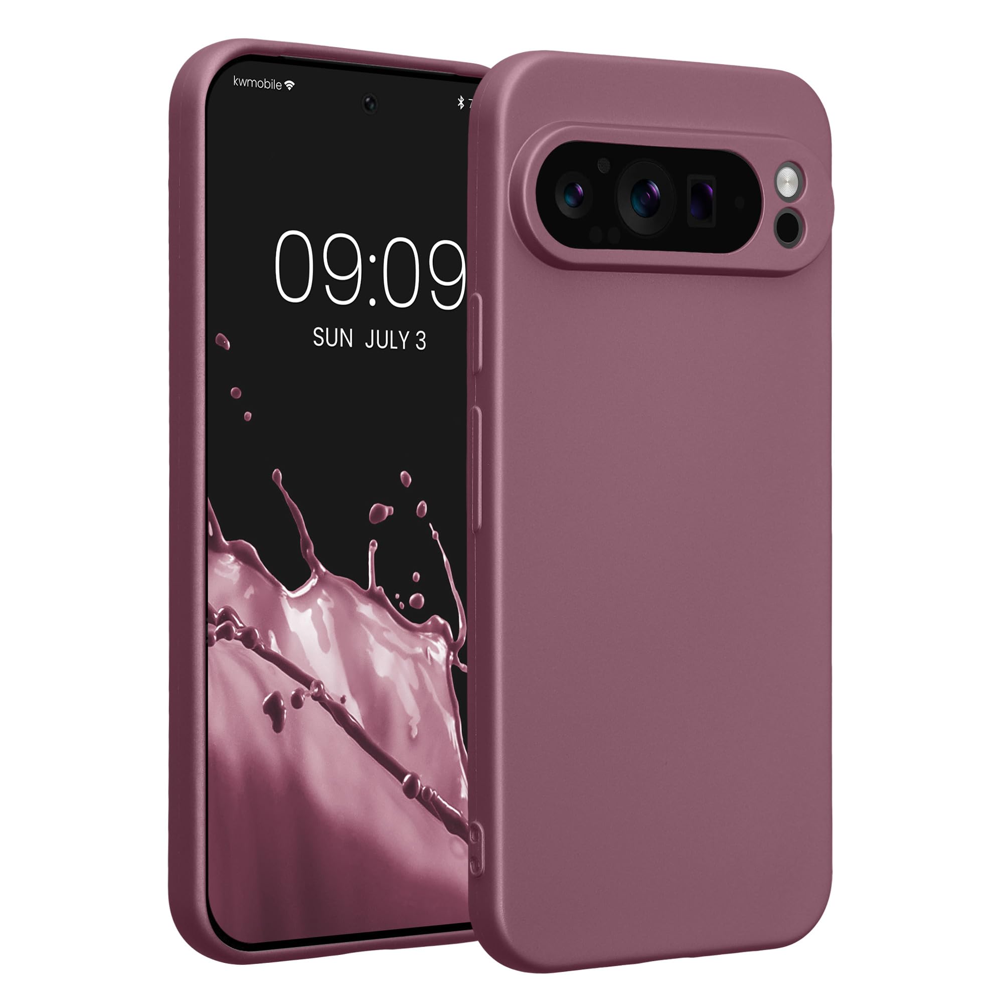 kwmobile Case for Google Pixel 9 Pro XL Case - Soft TPU Back Phone Cover - with Metallic Look - Metallic Lavender