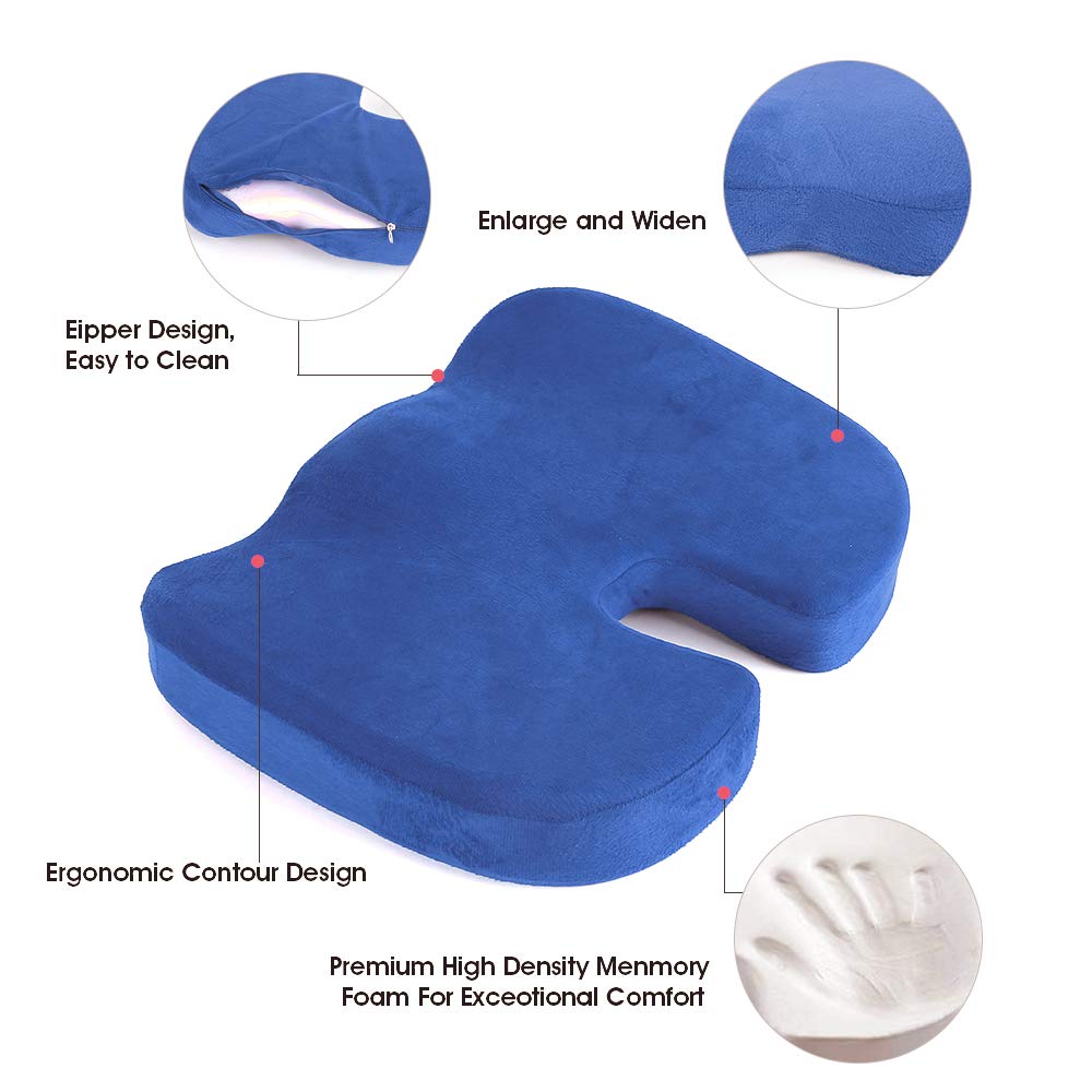 Cool Breathable Mesh Cover Office Chair And Car Driver Seat Pillow Adiona Orthopedic 100 Pure Memory Foam Coccyx Seat Cushion Professional Grade For Back Relief Sciatica And Tailbone Pain