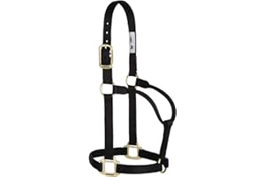 WEAVER LEATHER Weaver Equine Nylon Horse Halter, Triple-Ply Cheek Design, Original Non Adjustable Halters for Horses, Equine Tack,Average Size, Black