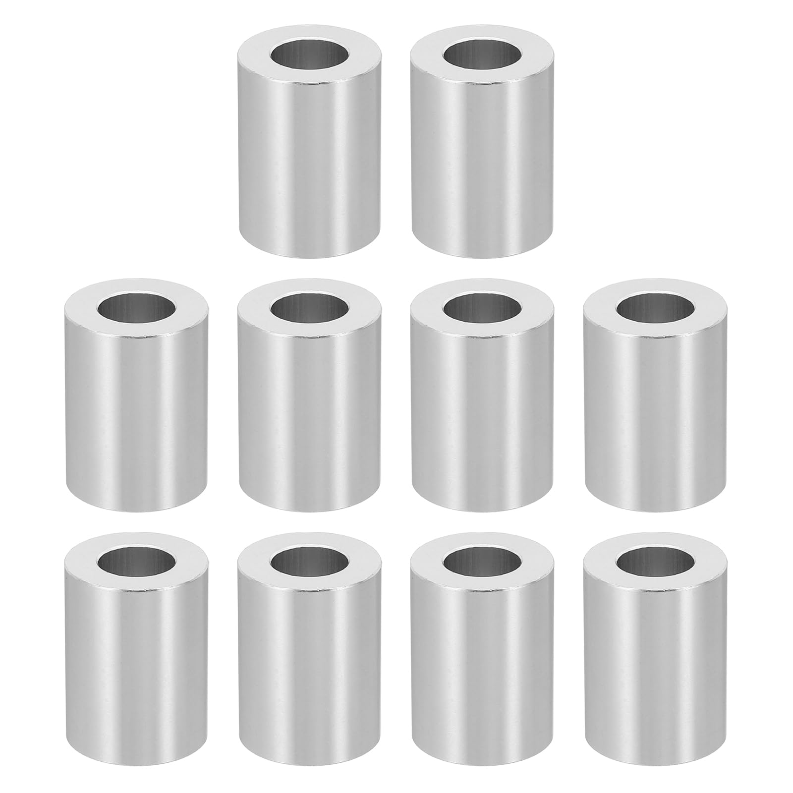 PATIKIL M10 Aluminum Spacers, 10 Pcs Metal Spacer Aluminum M10 X3/4"OD X1"L Aluminum Spacer Screw Standoff Round for 3/8" or M10 Screw Bolts, Silvery