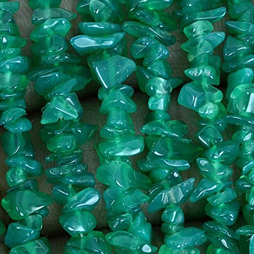 GemmartUSA Green Onyx Chip Beads Natural Stone Beads 1 Strand 34 Inch Jewelry Making Supplies (CHGO-70001)