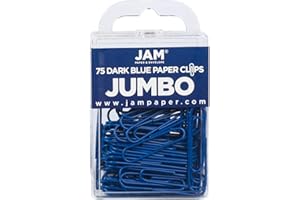 JAM PAPER Colorful Jumbo Paper Clips - Large 2 Inch (50.8 mm) - Dark Blue Paperclips - 75/Pack