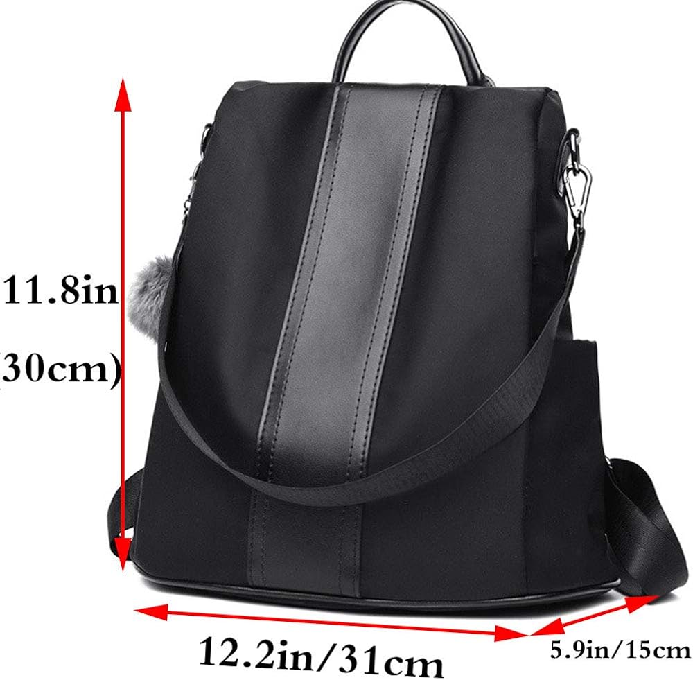 Rullar Women Ladies Girls Fashion Backpack Nylon Lightweight Student Travel Hiking School Shoulder Bag Daypack Purse Anti-theft Rucksack Black - Image 3