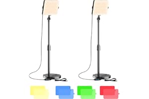 MIONONDI 2-Pack LED Video Light with Stand, Home Studio Back Lights, Photo Lights with Color Filters for Close Photography Lighting YouTube Video Recording, Desk Game Steaming