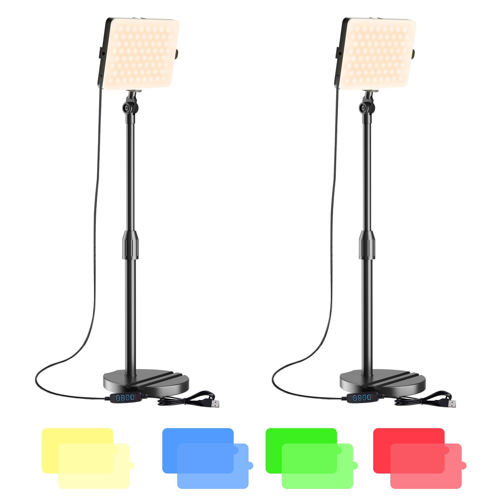 Photo 1 of 2-Pack LED Video Light with Stand, Home Studio Back Lights, Photo Lights with Color Filters for Close Photography Lighting YouTube Video Recording, Desk Game Steaming